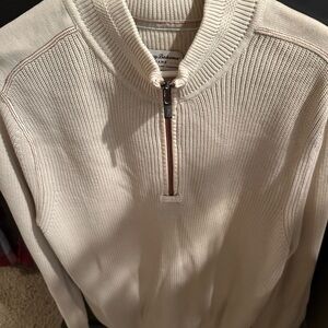 Tommy Bahama Men's Off-White Zip-Up Sweater